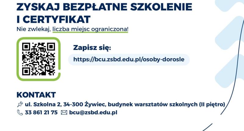 Bezpłatne szkolenia w Branżowym Centrum Umiejętności nr 2 w Żywcu