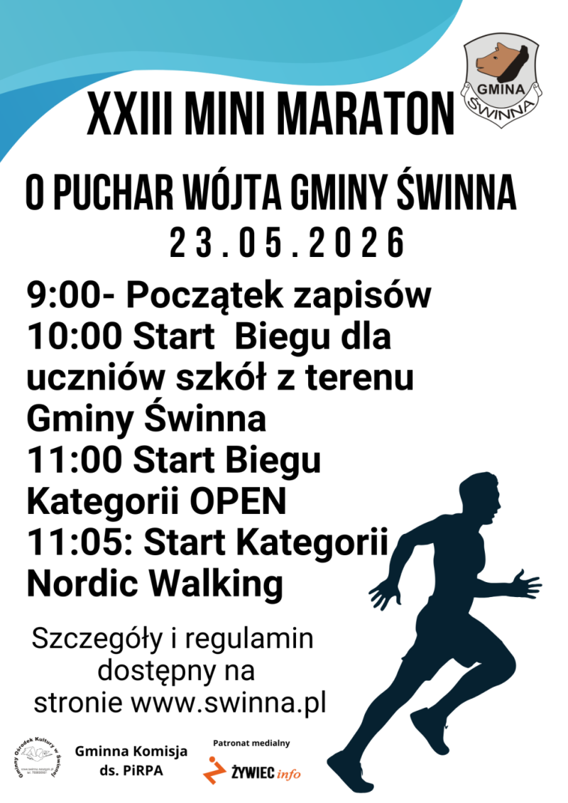Zaproszenie na XXIII Mini Maraton o Puchar Wójta Gminy Świnna
